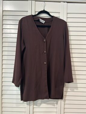 Vintage Fine Line New York Chocolate Brown Cardigan Size S